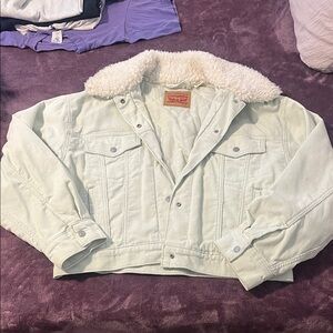 Levi's Light Green Sherpa-Lined Jean Jacket